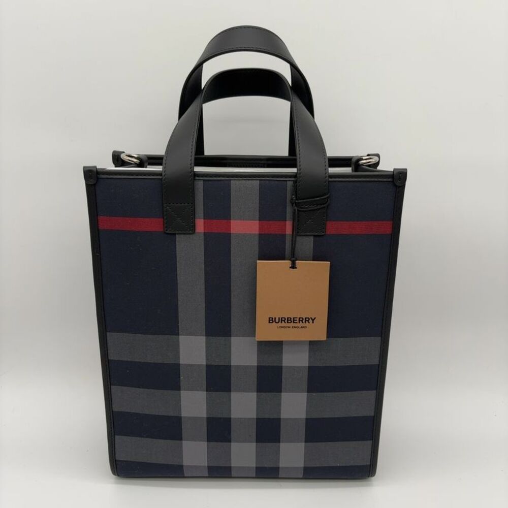 Burberry Small Book Tote Blue Bag With Dust Bag